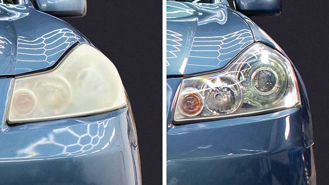 avant apres restauration phare koch chemie headlight 1 2