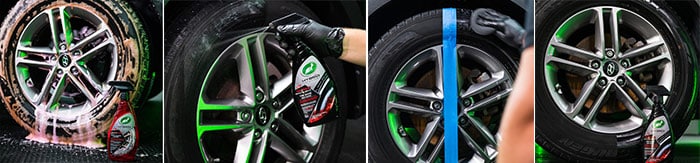 étapes utilisation dressing Turtle Wax Graphene Acrylic Tyre Shine